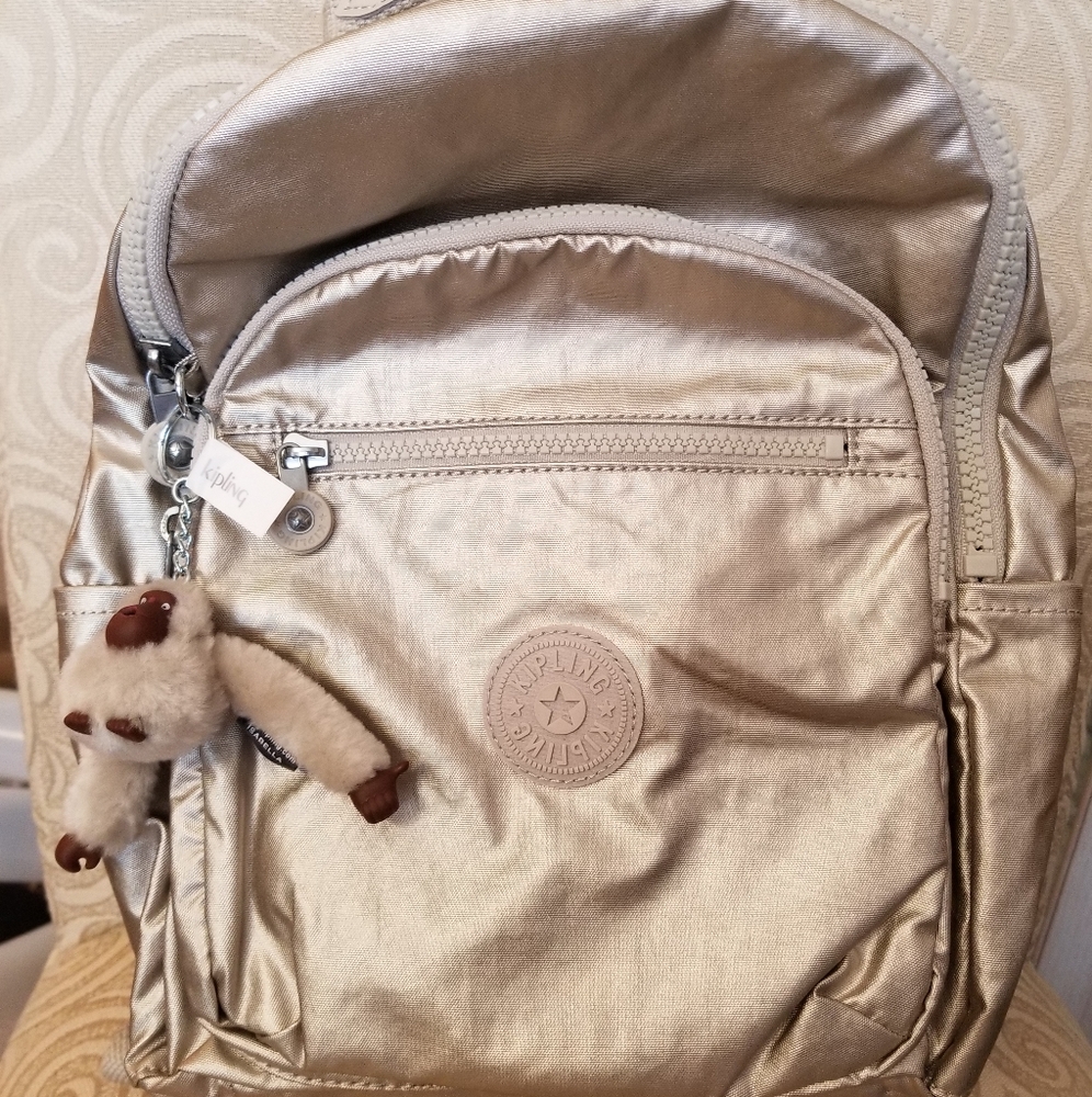 Kipling Seoul Small Frosted Silver Backpack ...New